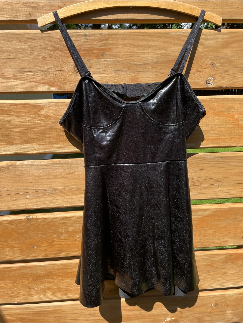 Black Faux Leather Fit & Flare Mini Dress